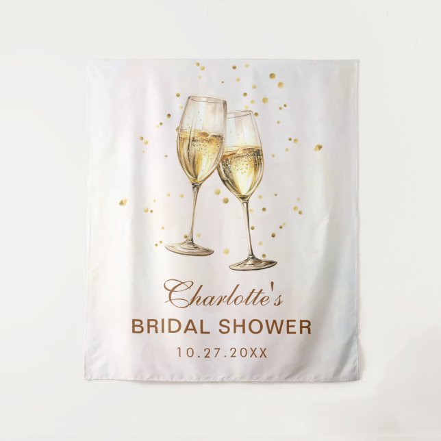Brunch and Bubbly Champagne Bridal Shower Tapestry (Front)