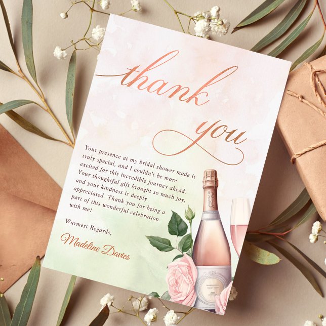 Brunch and Bubbly Champagne Bridal Shower Thank You Card (Creator Uploaded)