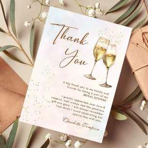 Brunch and Bubbly Champagne Bridal Shower Thank You Card