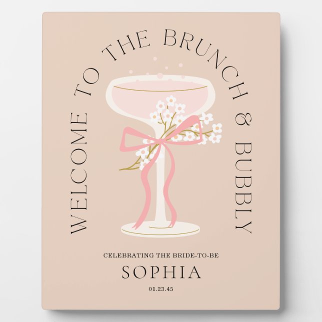 Brunch and Bubbly Champagne Bridal Shower Welcome  Plaque (Front)