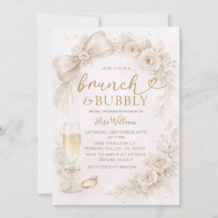 Brunch and Bubbly Champagne Ivory Bridal Shower Invitation