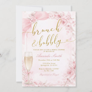 Brunch and Bubbly Champagne Pink Bridal Shower Invitation