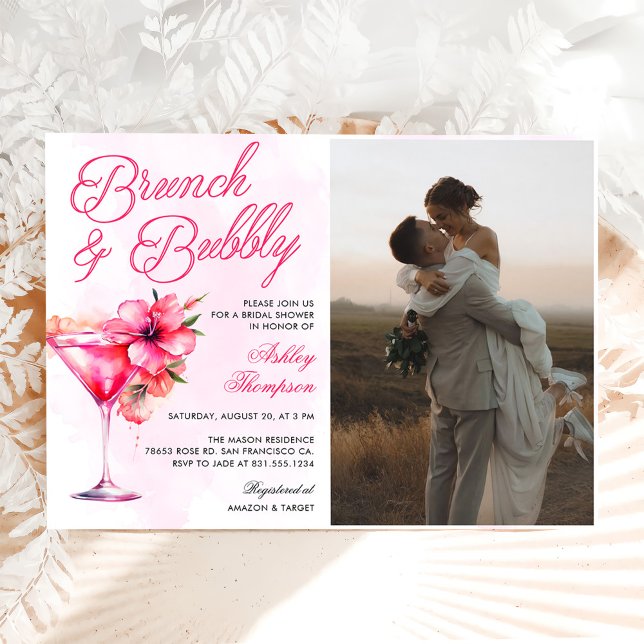 Brunch and Bubbly Champange Bridal Shower Photo Invitation (Creator Uploaded)