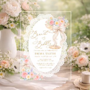 Brunch and Bubbly Colourful Floral Bridal Shower Acrylic Invitations