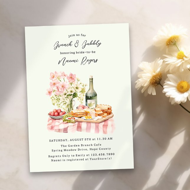 Brunch and Bubbly Country Garden Bridal Shower Invitation (Brunch and Bubbly Bridal Shower Summer Invitation)