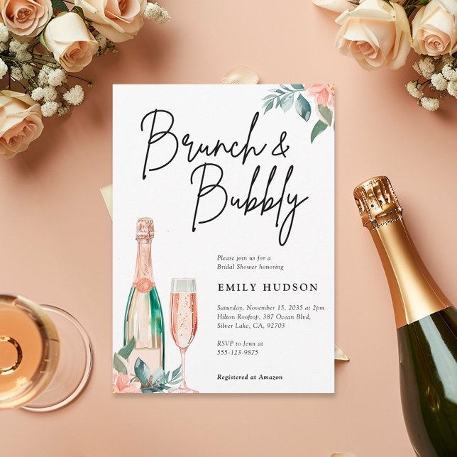 Brunch and Bubbly Elegant Bridal Shower Invitation (Creator Uploaded)