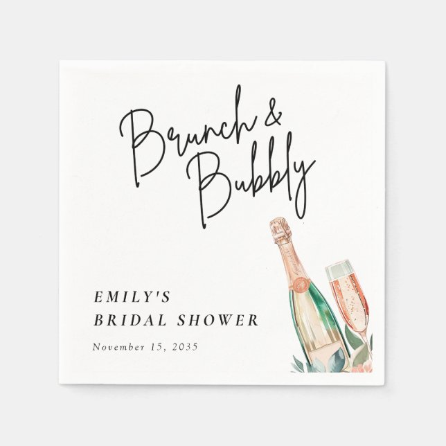 Brunch and Bubbly Elegant Bridal Shower Napkin (Front)