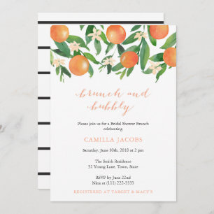 Brunch and Bubbly Elegant Citrus Bridal Shower Invitation