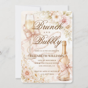 Brunch and Bubbly Elegant Vintage Bridal Shower Invitation