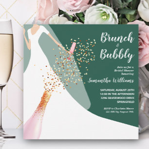 Brunch and Bubbly Emerald Bridal Shower Invitation