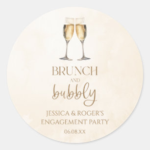 Brunch and Bubbly Engagement Party Brunch Favour Classic Round Sticker