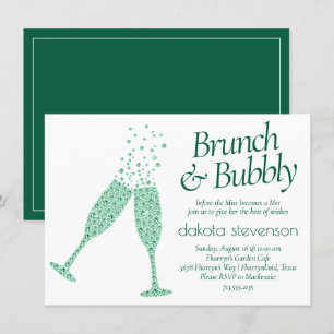 Brunch and Bubbly   Eye-Catching Green Champagne Invitation
