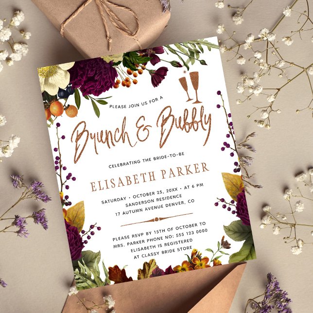 Brunch and bubbly fall floral gold bridal shower (Creator Uploaded)