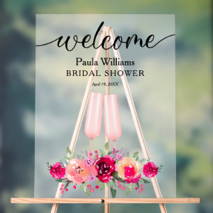 Brunch and Bubbly Floral Bridal Shower Acrylic Sign