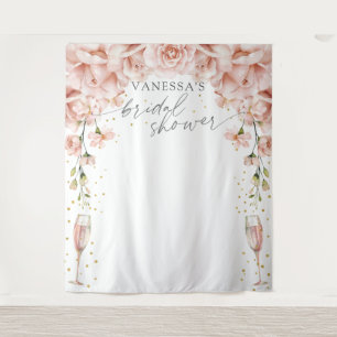 Brunch and Bubbly floral Bridal Shower backdrop Tapestry