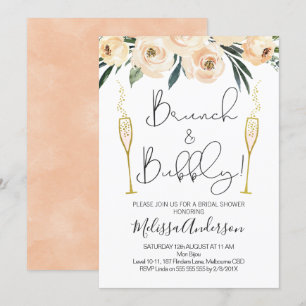 Brunch And Bubbly Floral Bridal Shower Invitation