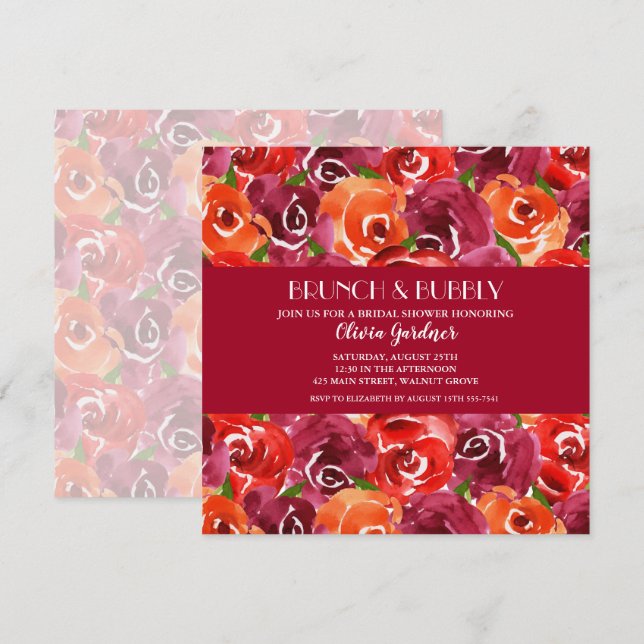 Brunch and Bubbly Floral Bridal Shower Invitations (Front/Back)