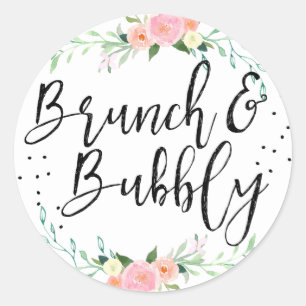 Brunch and Bubbly Floral Bridal Shower Sticker