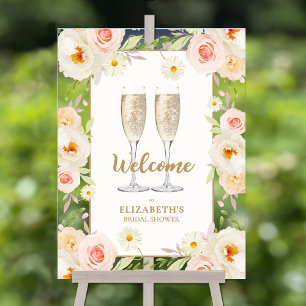 Brunch and Bubbly Floral Bridal Shower Welcome Acrylic Sign
