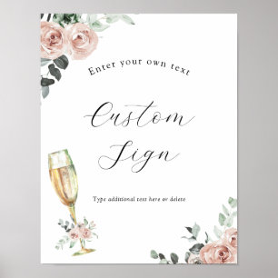 Brunch and Bubbly Floral Custom Text Sign