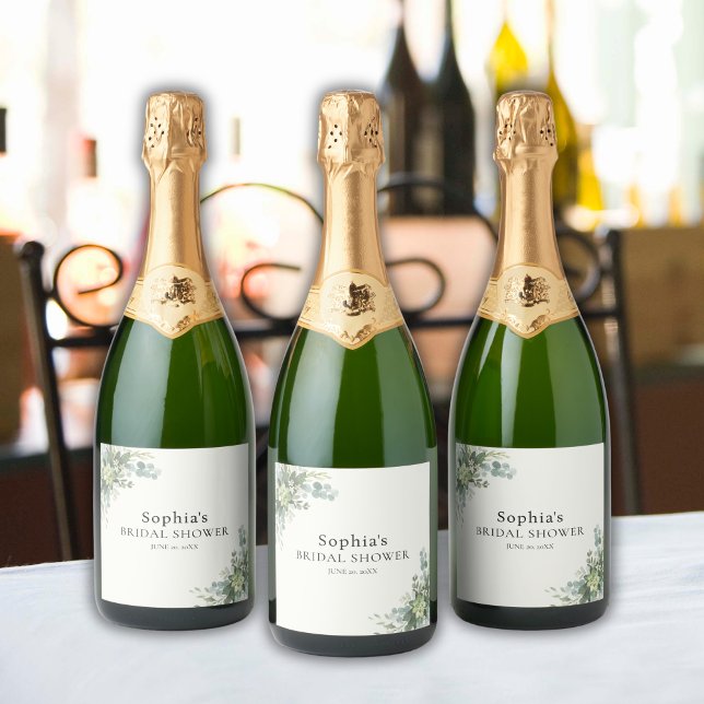 Brunch and Bubbly Glass of Champange Bridal Shower Sparkling Wine Label (Creator Uploaded)