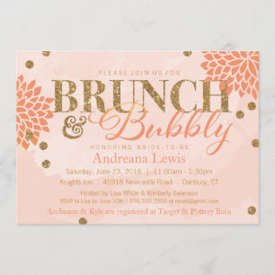 Brunch and Bubbly Glitter Watercolor Shower Invite