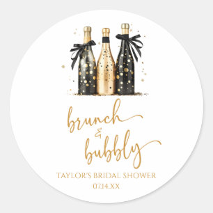 Brunch and Bubbly Gold Champagne Bridal Shower Classic Round Sticker