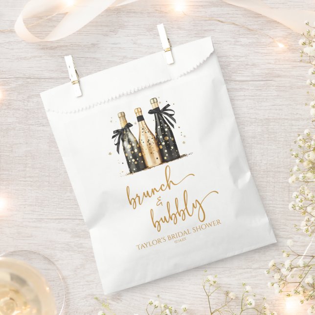 Brunch and Bubbly Gold Champagne Bridal Shower Favour Bags (Clipped)