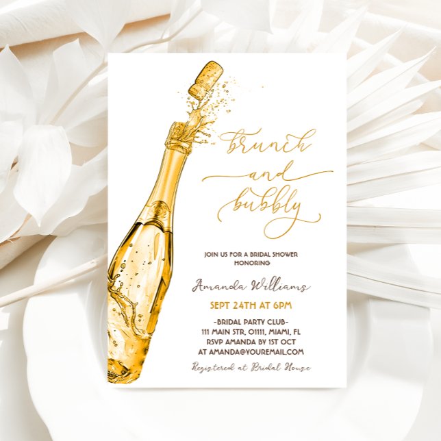 Brunch and Bubbly Gold Champagne Bridal Shower Invitation (Creator Uploaded)