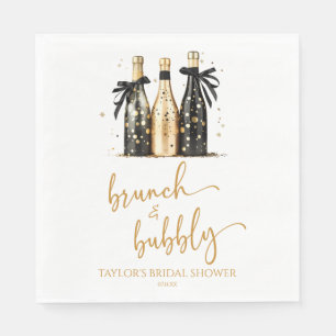 Brunch and Bubbly Gold Champagne Bridal Shower Napkin