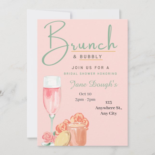 Brunch and Bubbly invitation card  (Front)