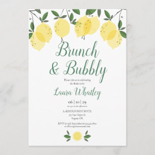 Brunch and Bubbly Lemon Bridal Shower Invitation