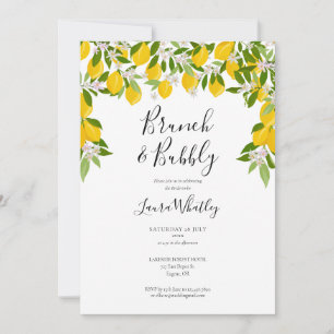 Brunch and Bubbly Lemons Blossom Bridal Shower Invitation