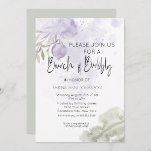 Brunch and Bubbly Lilac Purple Rose  Invitation