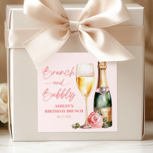 Brunch and Bubbly Mimosa Champagne Birthday Brunch Square Sticker