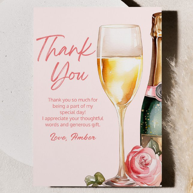 Brunch and Bubbly Mimosa Champagne Birthday Brunch Thank You Card (Creator Uploaded)