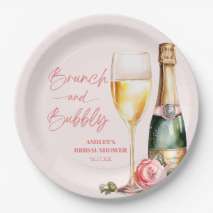 Brunch and Bubbly Mimosa Champagne Bridal Shower Paper Plate