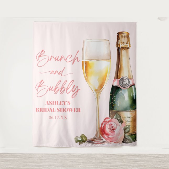 Brunch and Bubbly Mimosa Champagne Bridal Shower Tapestry (Front)