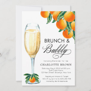 Brunch and Bubbly Orange Bridal Shower Invitation