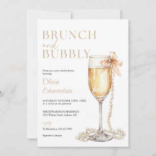 Brunch And Bubbly Photo QR Code Bridal Shower Invitation