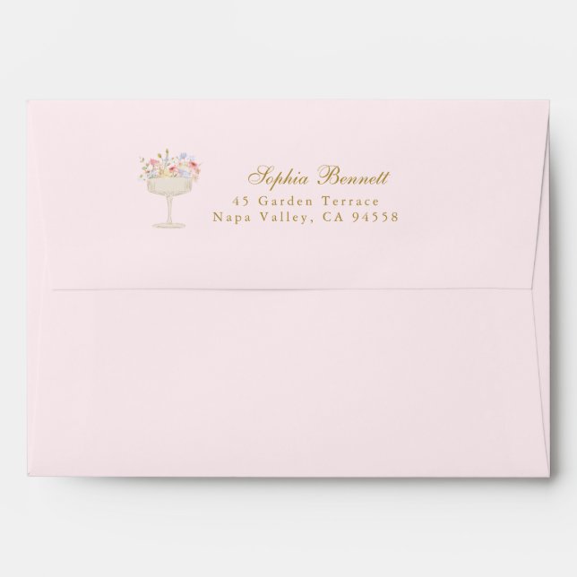 Brunch and Bubbly Pink Bridal Shower Envelope (Back (Top Flap))