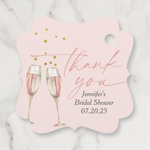 Brunch and bubbly pink champagne bridal brunch favour tags