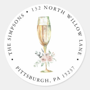 Brunch and Bubbly Return Address Classic Round Sticker
