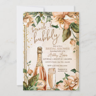 Brunch and bubbly, Rose gold Bridal Champagne Invitation