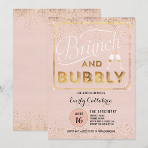 Brunch and Bubbly Rose Gold Shower Invitations