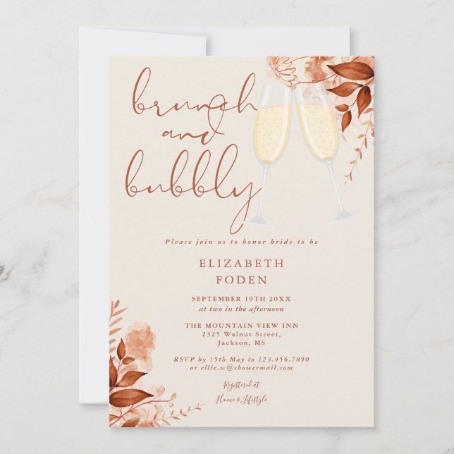Brunch And Bubbly Rustic Bridal Shower Invitation (Front)