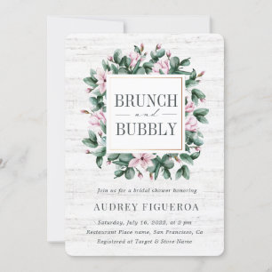 Brunch and Bubbly Rustic Eucalyptus Bridal Shower Invitation