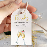 Brunch and Bubbly Strawberry & Champagne Thank You Gift Tags<br><div class="desc">Thank you gift tags suitable for any occasion and perfect for brunch and bubbly or summer party themes. The design features watercolor illustrations of strawberries and toasting champagne glasses with elegant hand lettering in gold. The wording reads "Thanks for making my day" and you can personalise the message with your...</div>