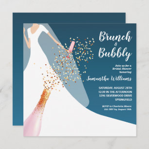 Brunch and Bubbly Teal Bridal Shower Invitation