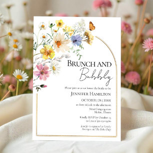 Brunch and Bubbly Wildflower Boho Bridal Shower Invitation